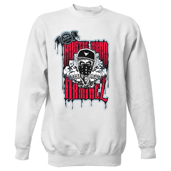 Mikina bez kapuce Unisex s potiskem Hustle Hard Ramirez pánská mikina bez kapuce