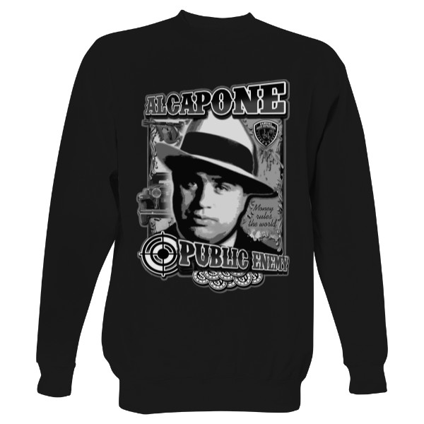 Mikina bez kapuce Unisex s potiskem Al Capone Gangster Public Enemy