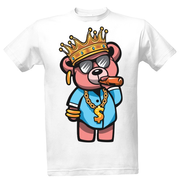 Tričko s potiskem Gangster Medvěd Hip Hop Dollar