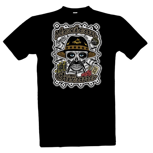 Tričko s potiskem Mexican Chicano krátký kulatý urban hip hop