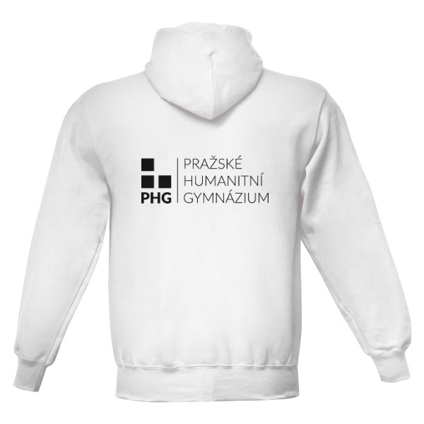 Mikina s nápisem a logem na zadní straně