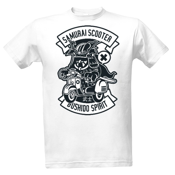 Tričko s potiskem Samuraj na skútru pánské tričko